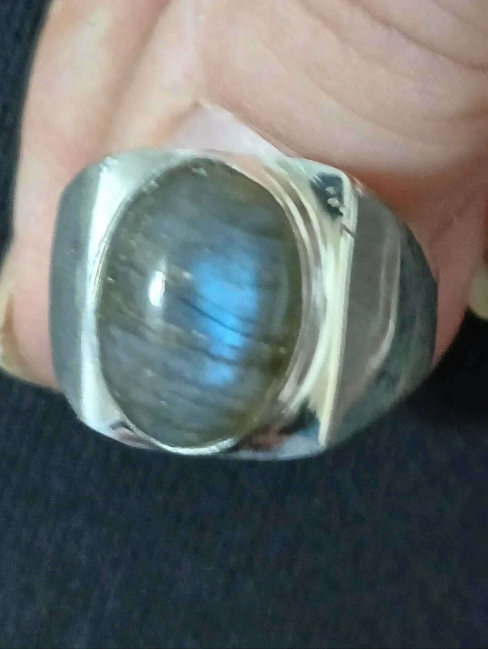 New Men's Labradorite 925 Silver Ring.